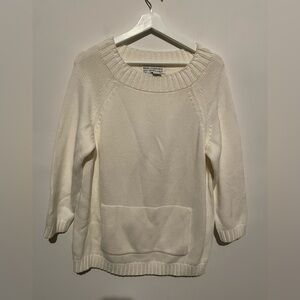 SAKS FIFTH AVENUE‎ white cotton BRAIDED SWEATER Size L